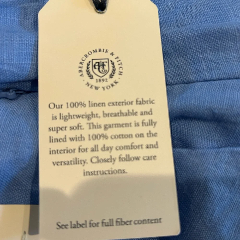 Abercrombie & Fitch Light Blue High Waisted Linen Shorts Scalloped Hem NWT - Picture 6 of 8